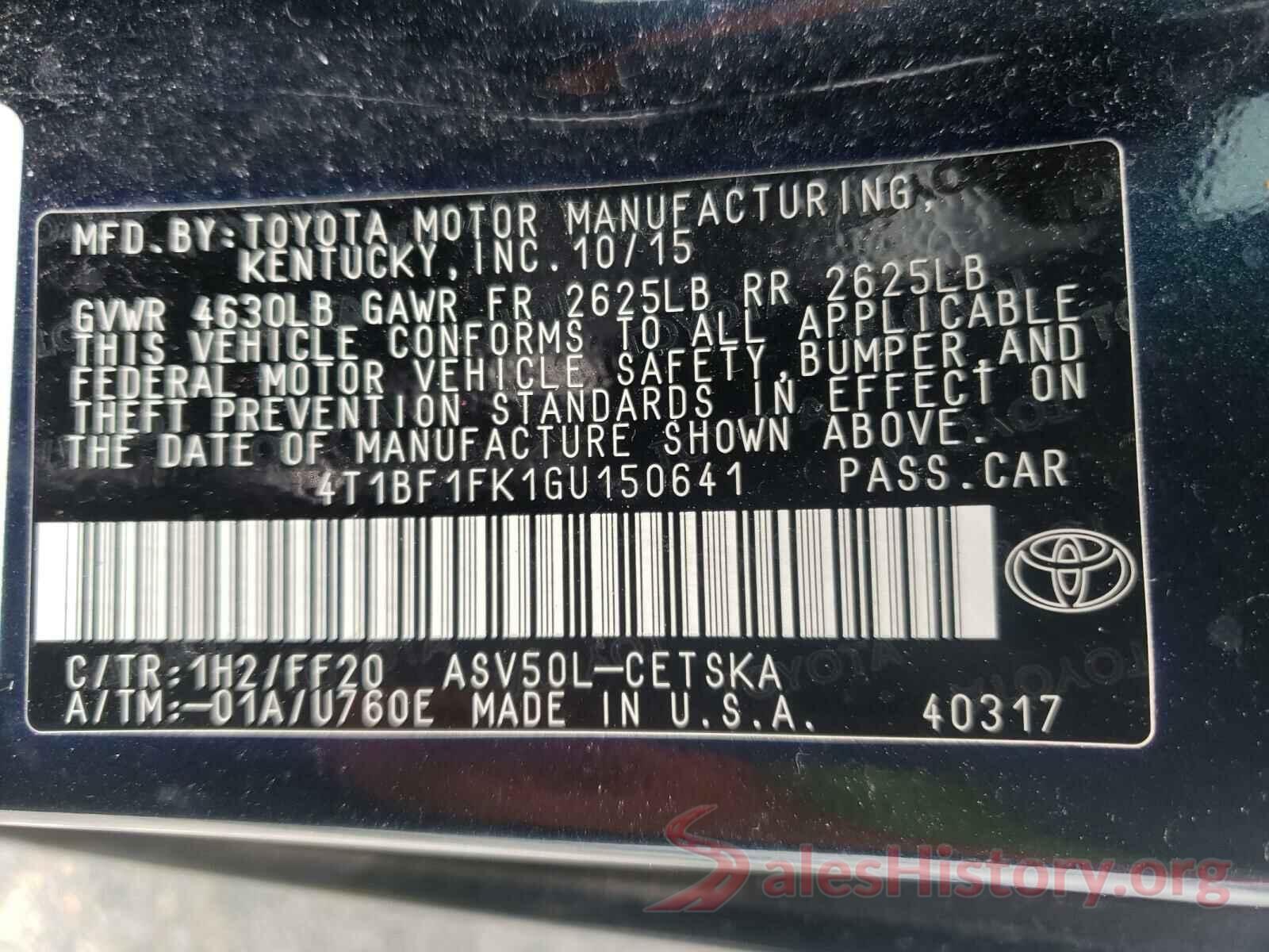 4T1BF1FK1GU150641 2016 TOYOTA CAMRY