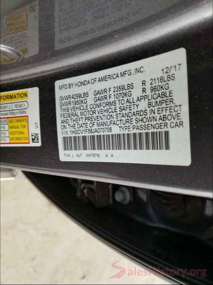 1HGCV1F58JA070706 2018 HONDA ACCORD