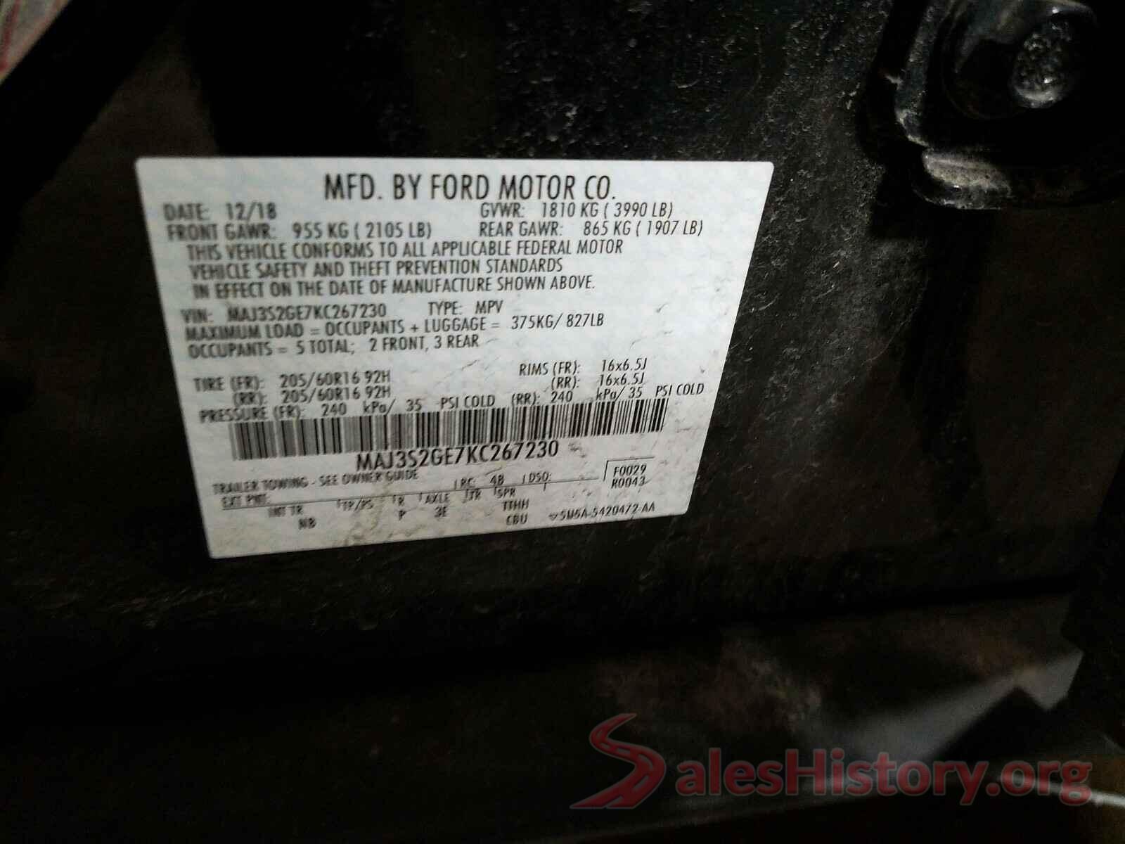 MAJ3S2GE7KC267230 2019 FORD ALL OTHER