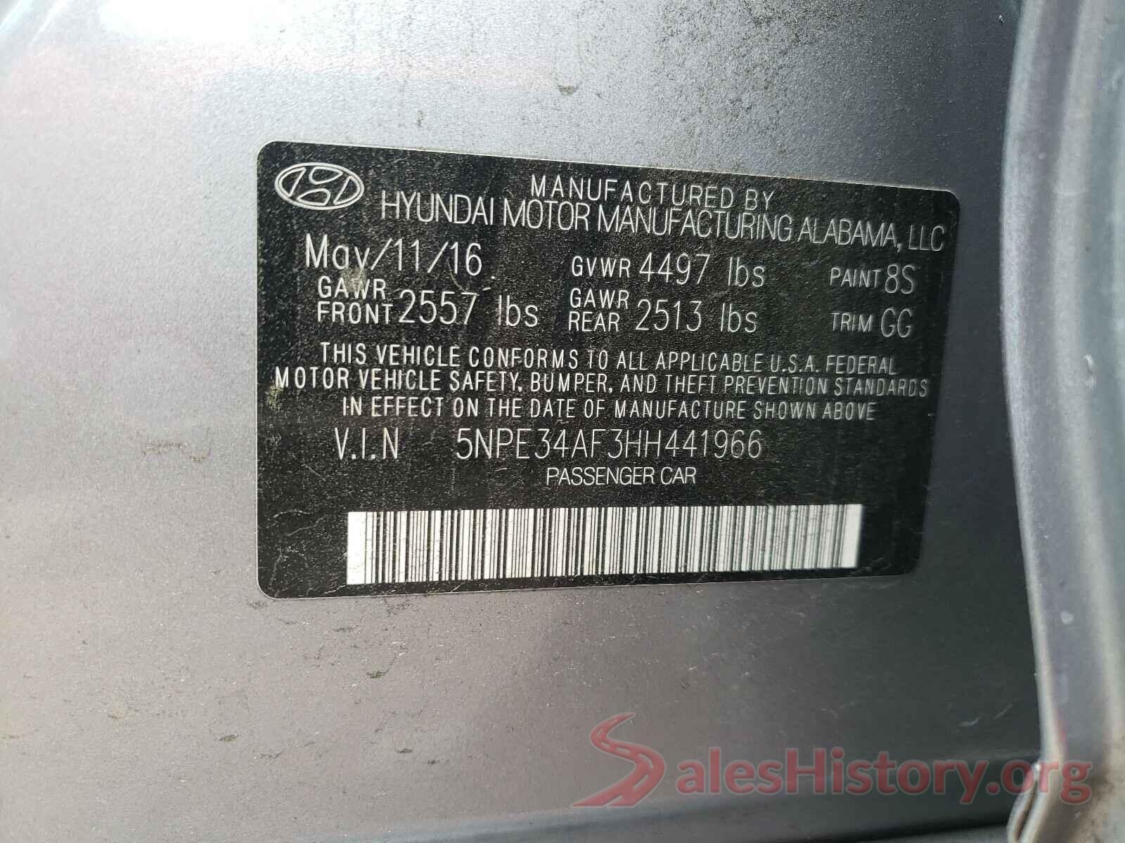 5NPE34AF3HH441966 2017 HYUNDAI SONATA