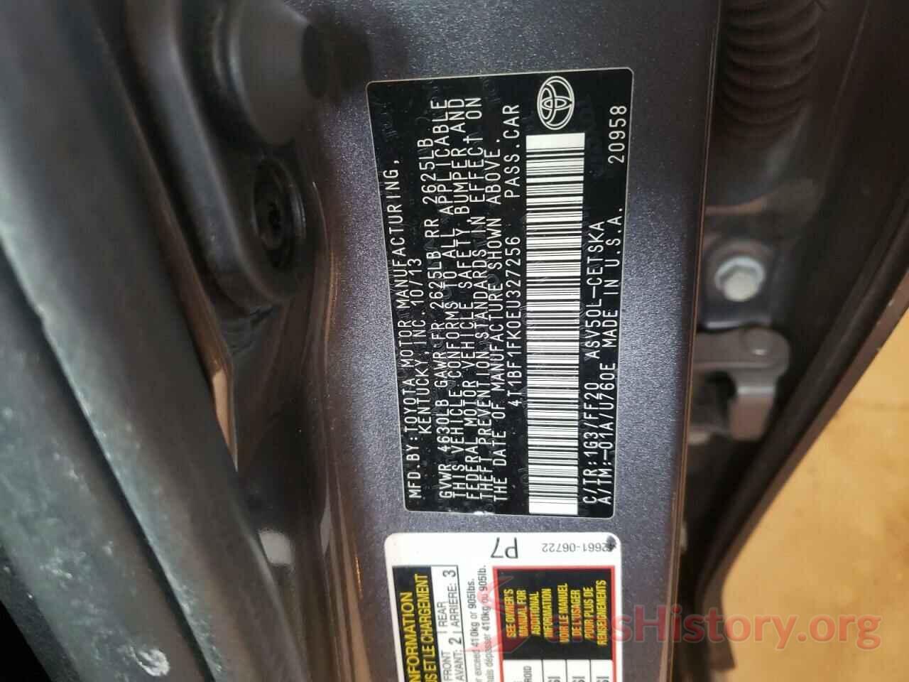 4T1BF1FK0EU327256 2014 TOYOTA CAMRY