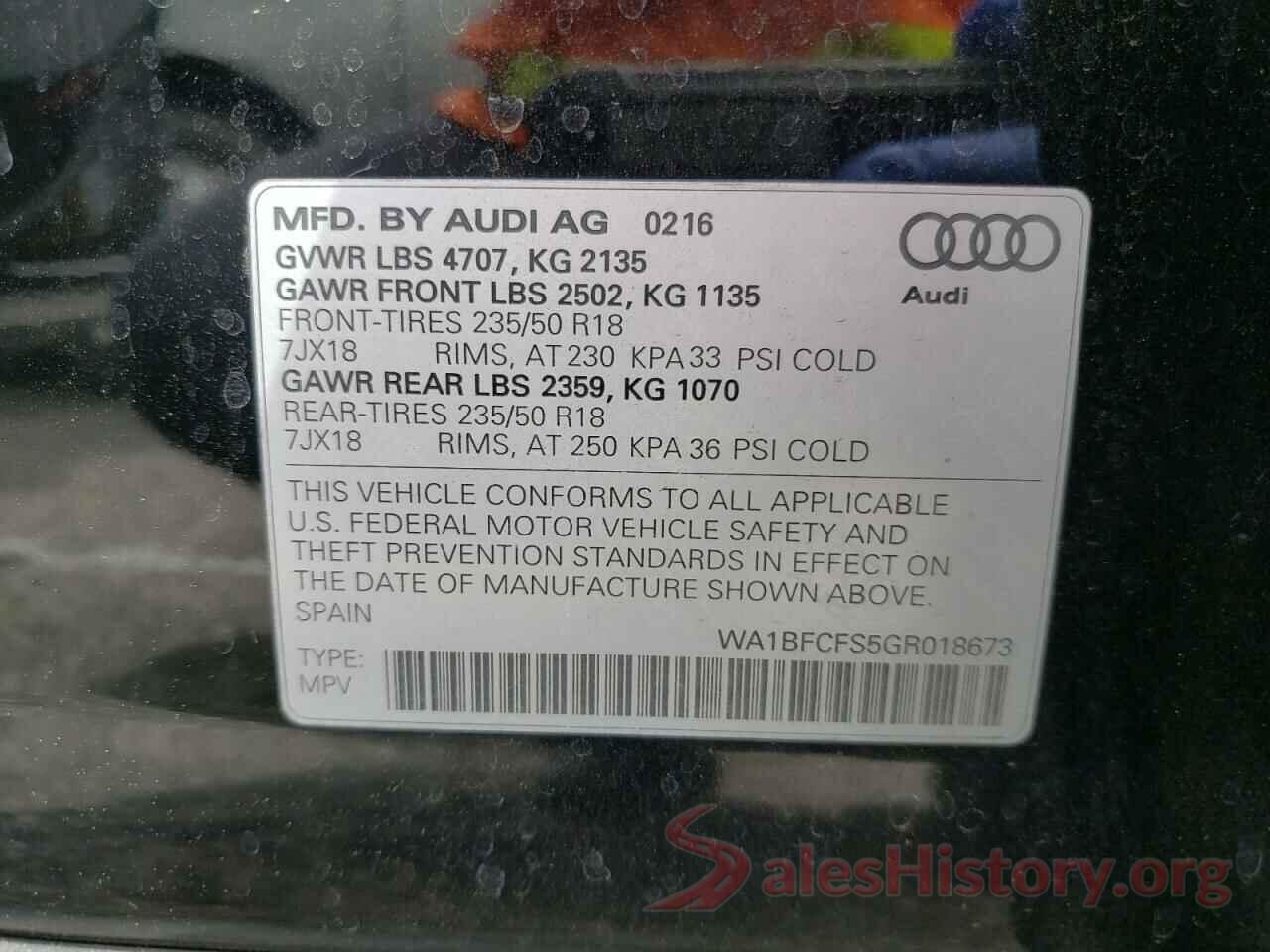 WA1BFCFS5GR018673 2016 AUDI Q3