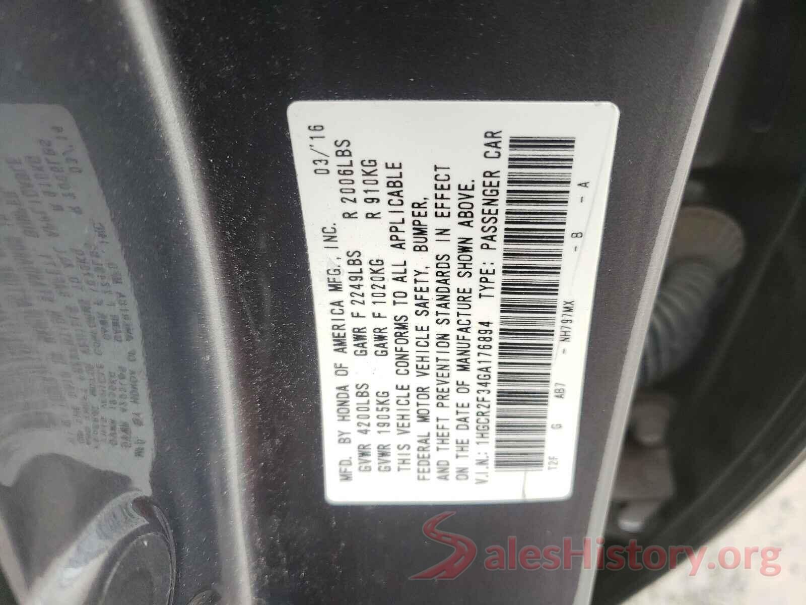 1HGCR2F34GA176894 2016 HONDA ACCORD