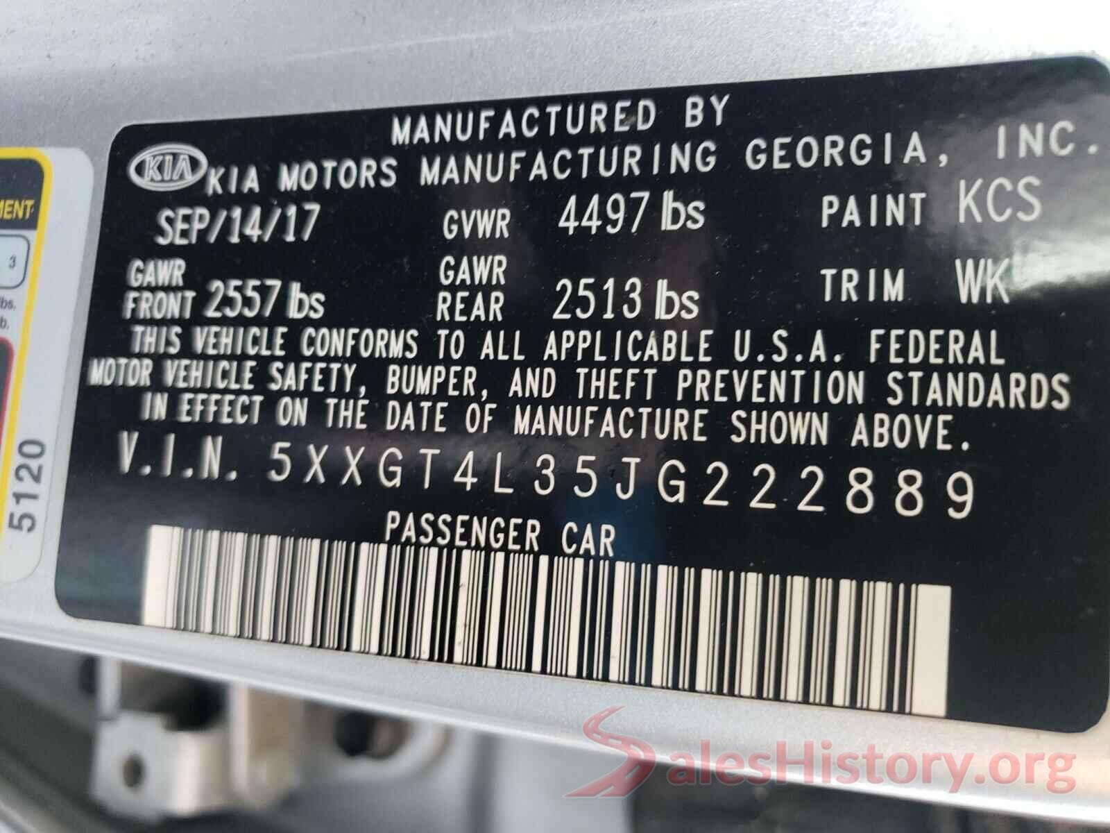 5XXGT4L35JG222889 2018 KIA OPTIMA