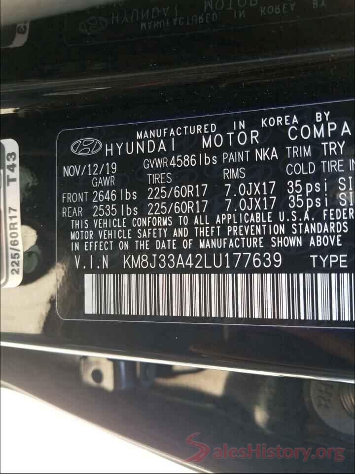 KM8J33A42LU177639 2020 HYUNDAI TUCSON