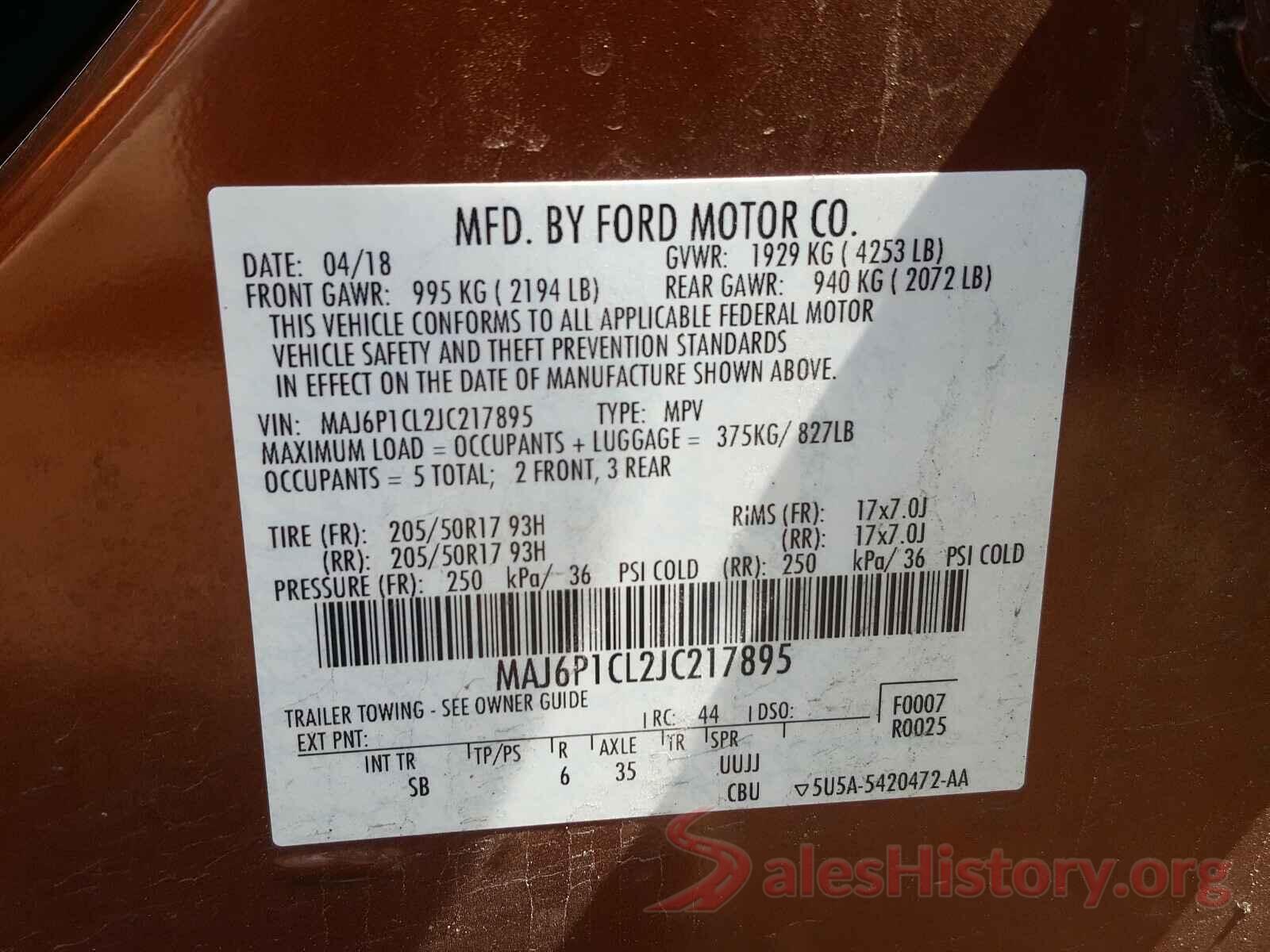 MAJ6P1CL2JC217895 2018 FORD ALL OTHER