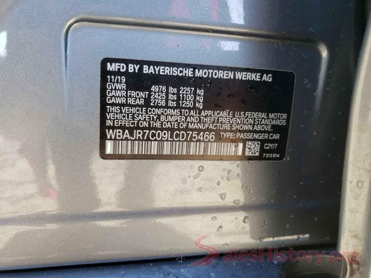 WBAJR7C09LCD75466 2020 BMW 5 SERIES