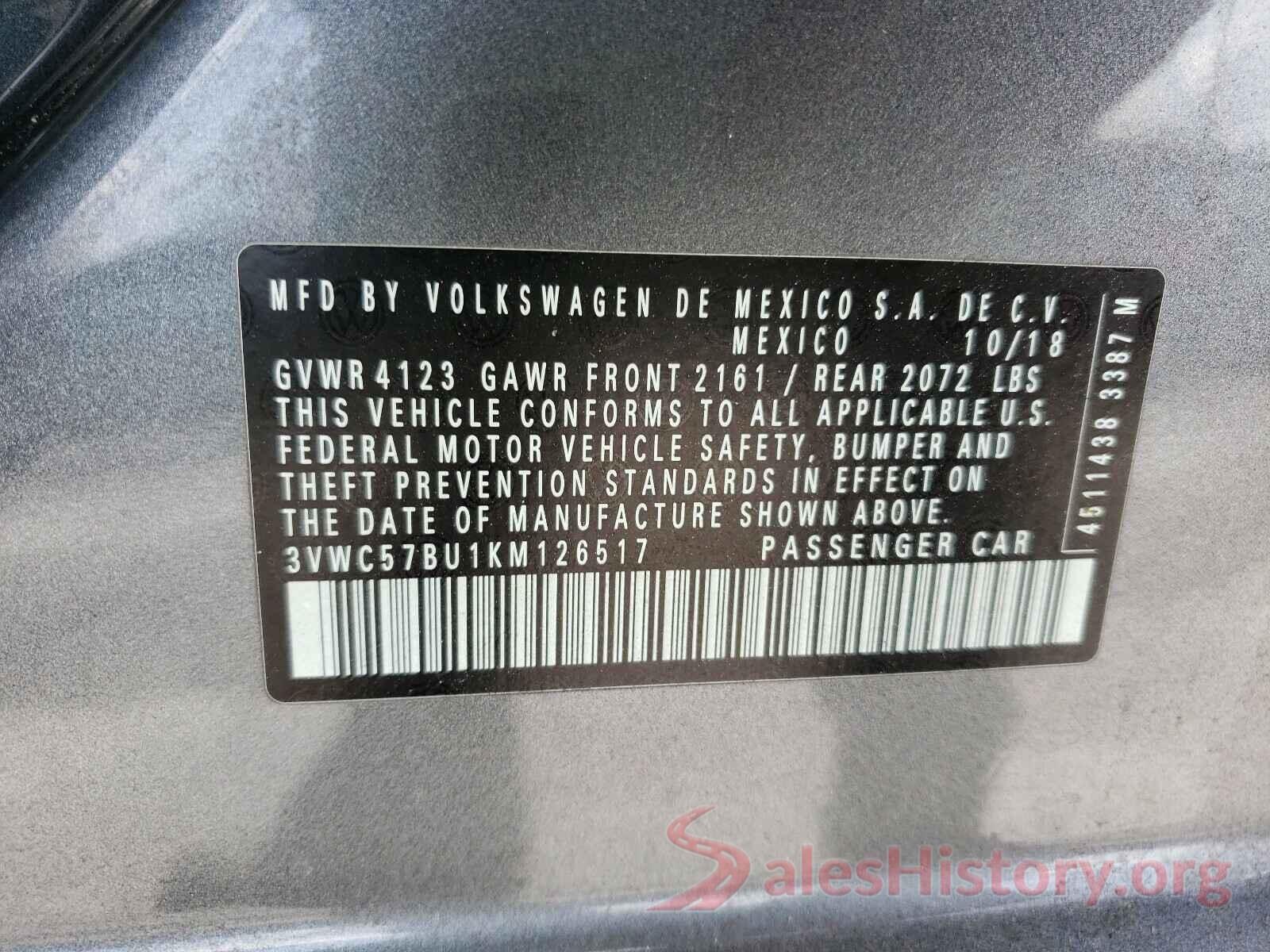 3VWC57BU1KM126517 2019 VOLKSWAGEN JETTA