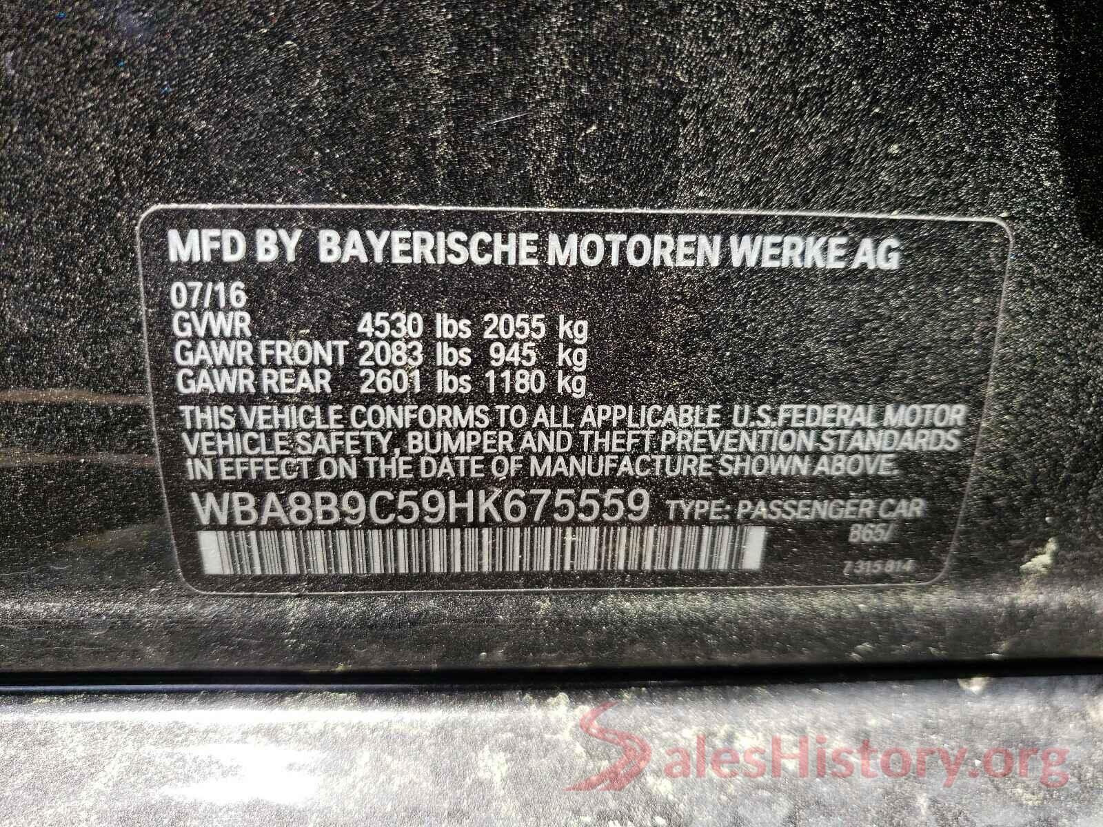 WBA8B9C59HK675559 2017 BMW 3 SERIES