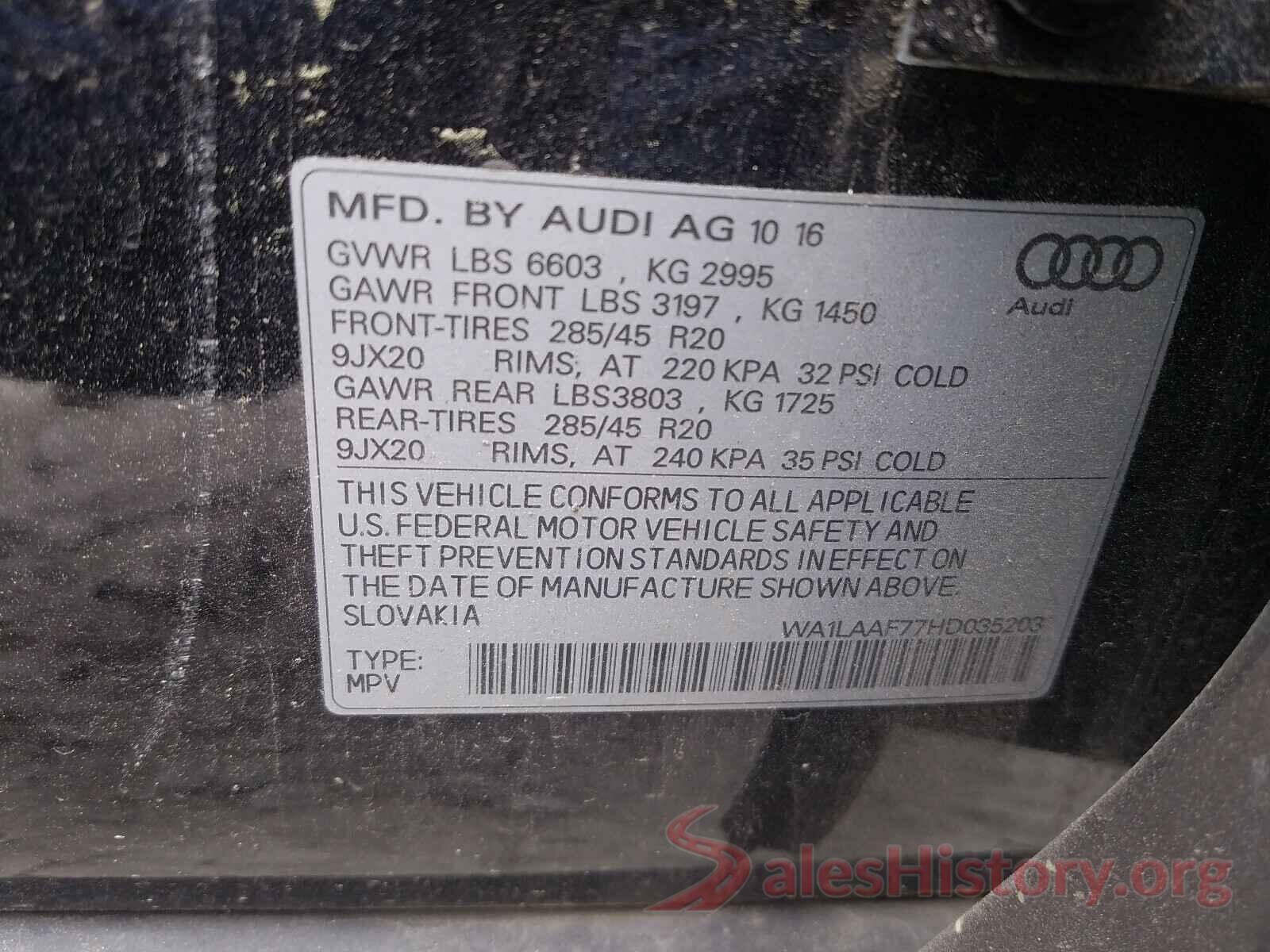 WA1LAAF77HD035203 2017 AUDI Q7