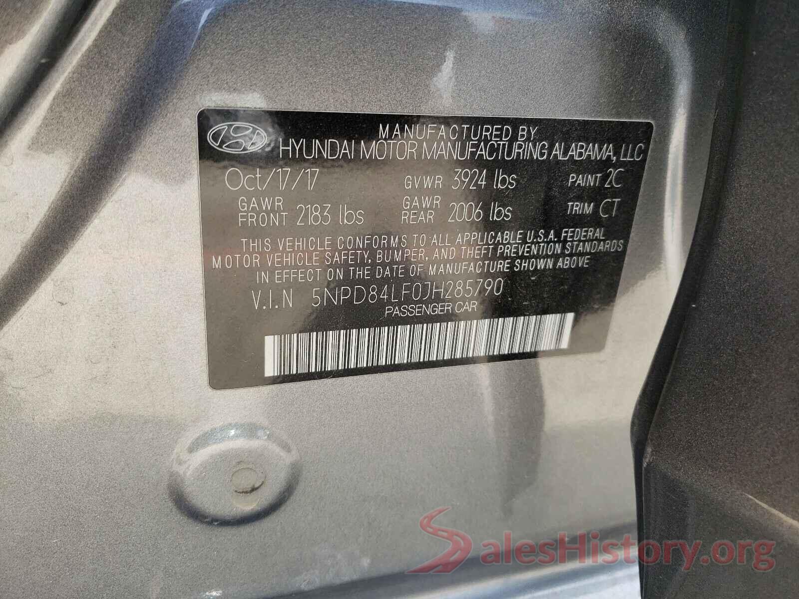 5NPD84LF0JH285790 2018 HYUNDAI ELANTRA