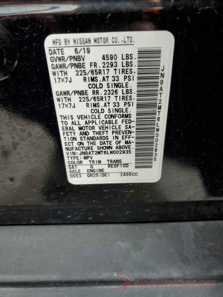 JN8AT2MT6LW002935 2020 NISSAN ROGUE