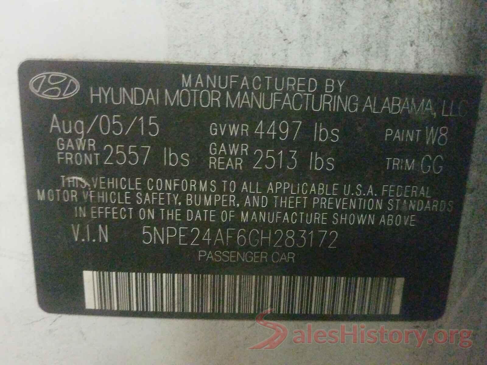 5NPE24AF6GH283172 2016 HYUNDAI SONATA