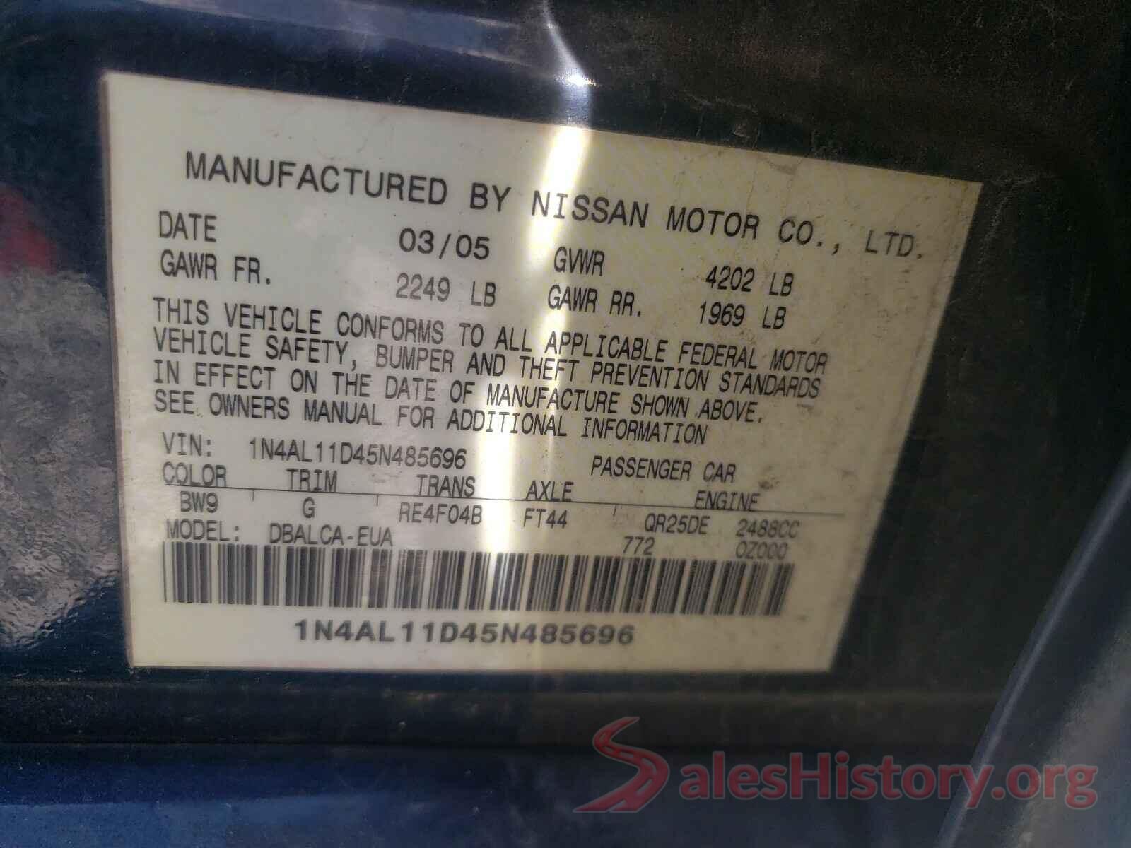 1N4AL11D45N485696 2021 NISSAN ALTIMA