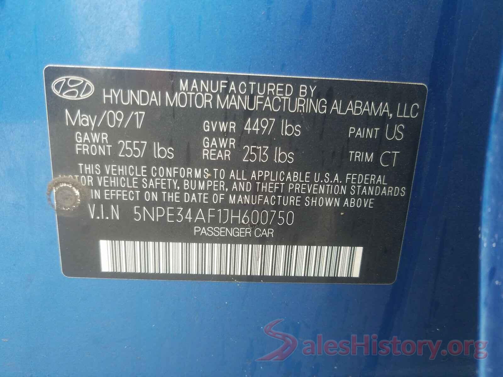 5NPE34AF1JH600750 2018 HYUNDAI SONATA