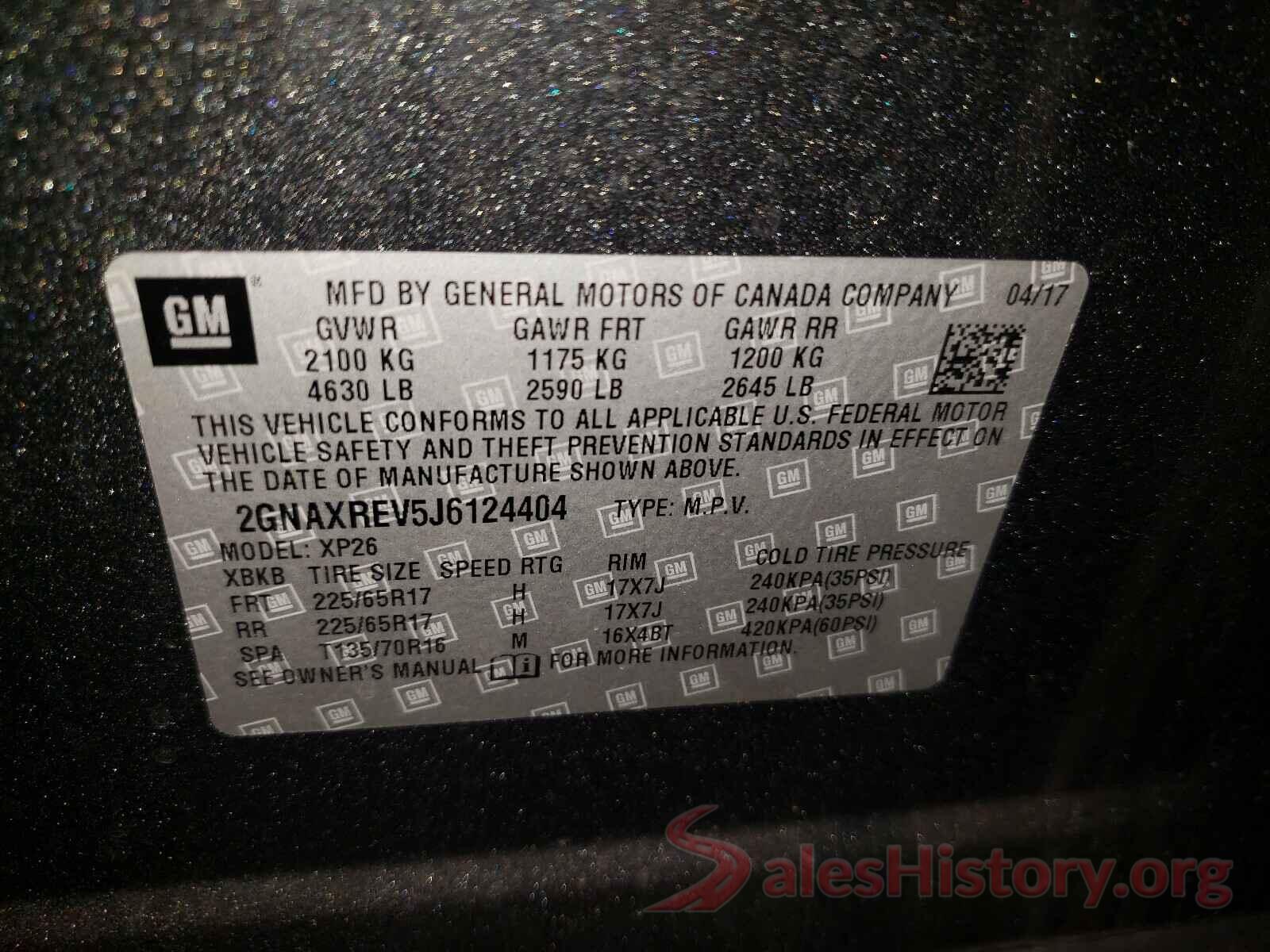 2GNAXREV5J6124404 2018 CHEVROLET EQUINOX