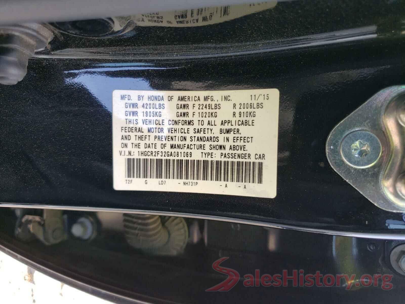 1HGCR2F32GA081069 2016 HONDA ACCORD