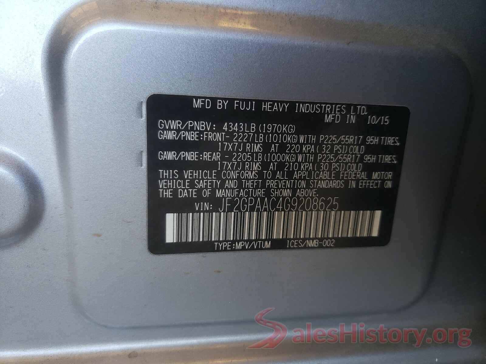 JF2GPAAC4G9208625 2016 SUBARU CROSSTREK