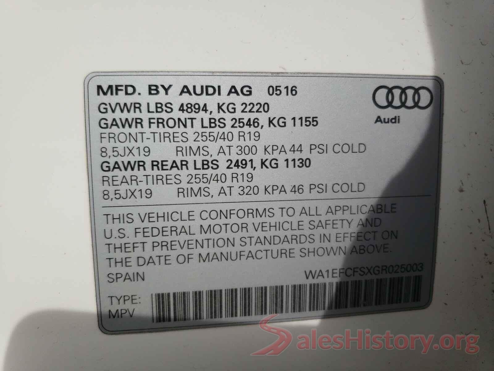 WA1EFCFSXGR025003 2016 AUDI Q3