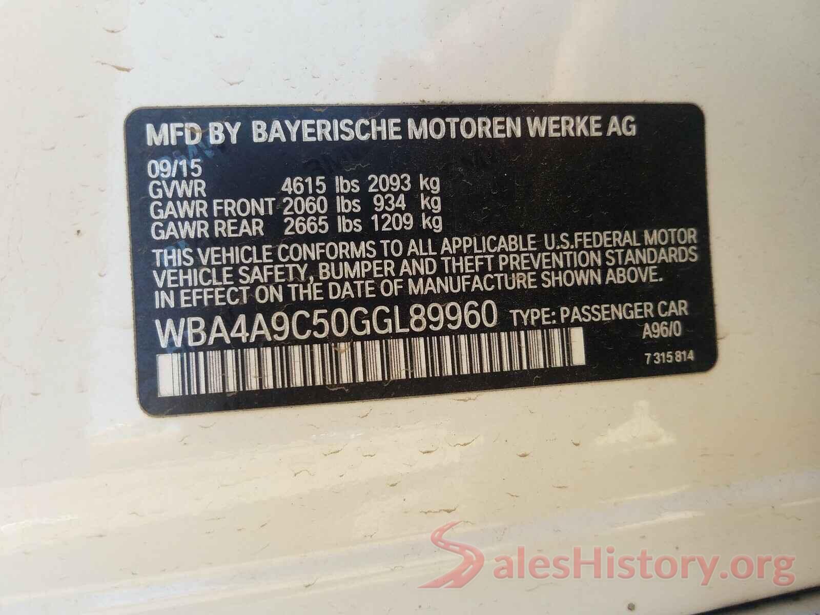 WBA4A9C50GGL89960 2016 BMW 4 SERIES