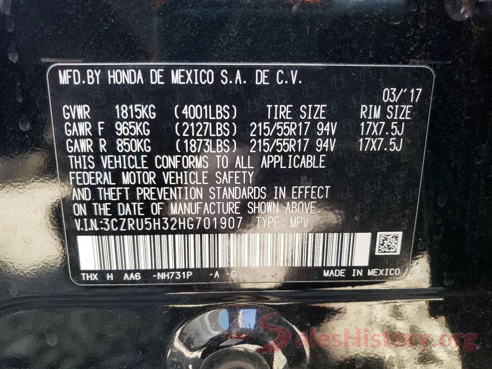 3CZRU5H32HG701907 2017 HONDA HR-V