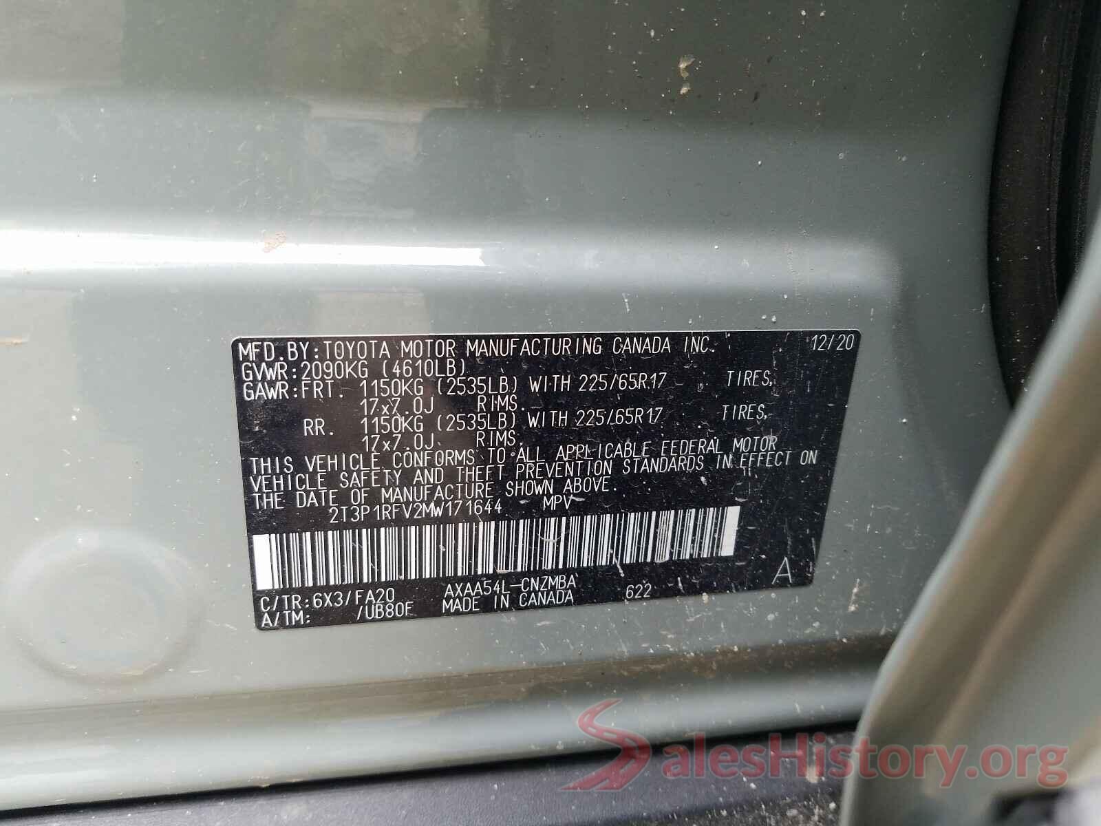 2T3P1RFV2MW171644 2021 TOYOTA RAV4