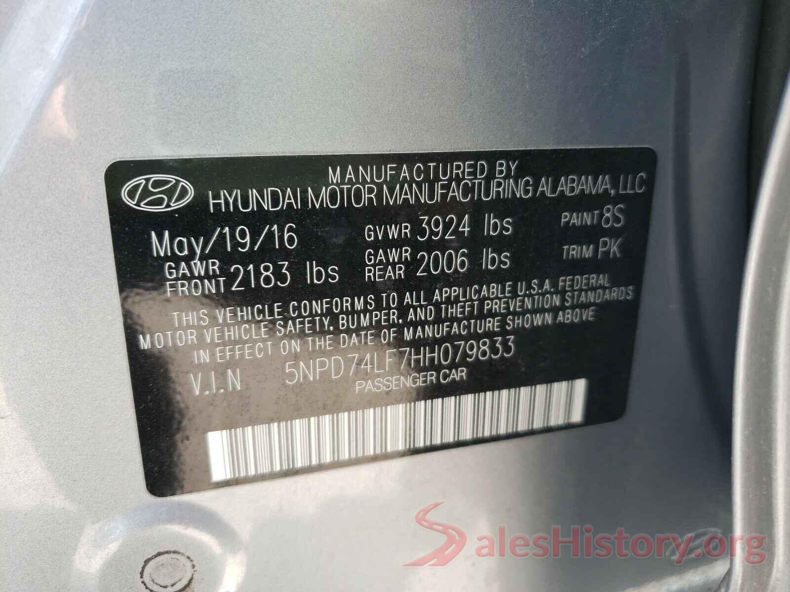 5NPD74LF7HH079833 2017 HYUNDAI ELANTRA