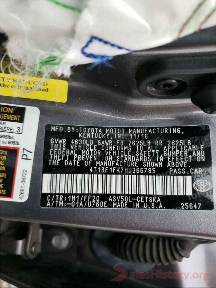 4T1BF1FK7HU366785 2017 TOYOTA CAMRY