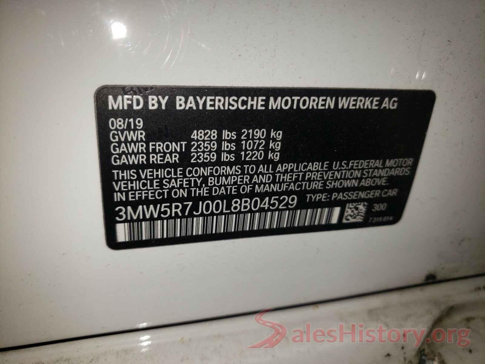 3MW5R7J00L8B04529 2020 BMW 3 SERIES