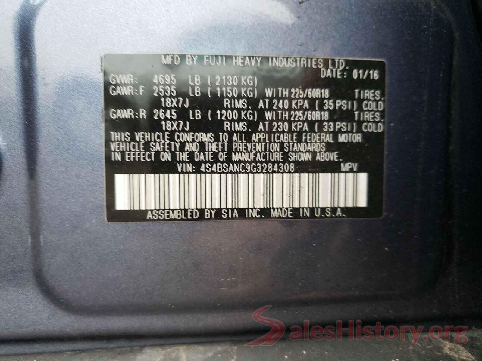 4S4BSANC9G3284308 2016 SUBARU OUTBACK