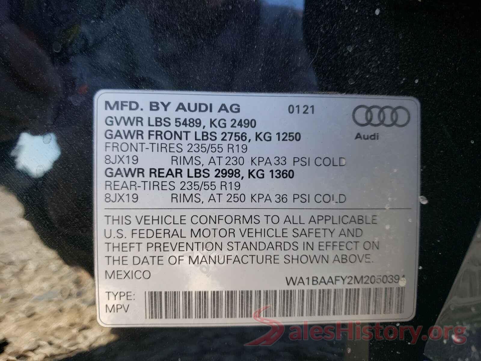 WA1BAAFY2M2050394 2021 AUDI Q5