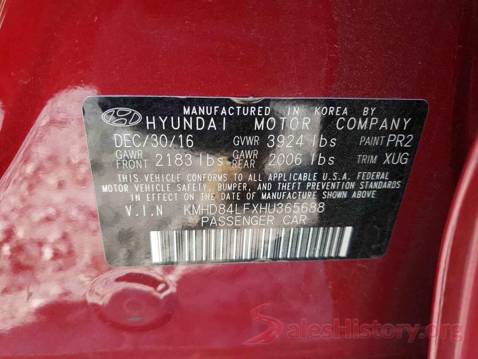 KMHD84LFXHU365688 2017 HYUNDAI ELANTRA