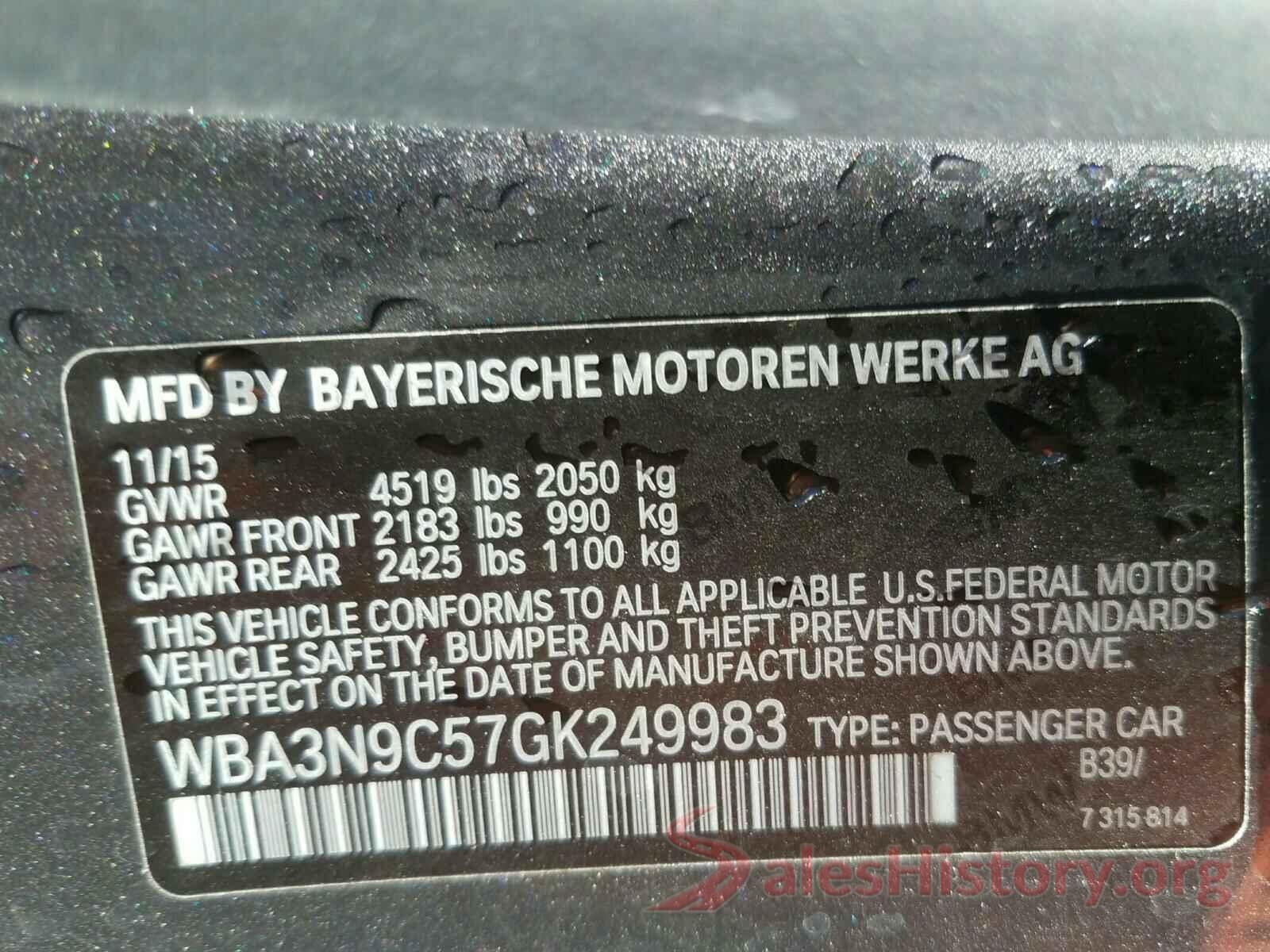 WBA3N9C57GK249983 2016 BMW 4 SERIES