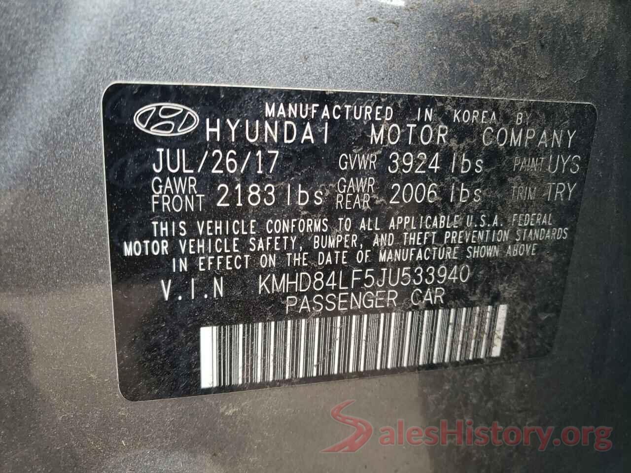 KMHD84LF5JU533940 2018 HYUNDAI ELANTRA