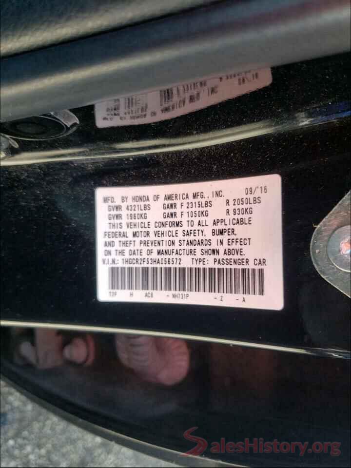 1HGCR2F53HA056572 2017 HONDA ACCORD