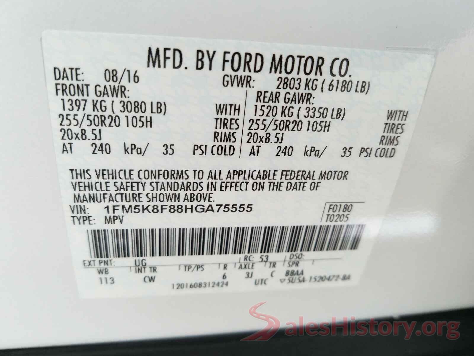 1FM5K8F88HGA75555 2017 FORD EXPLORER