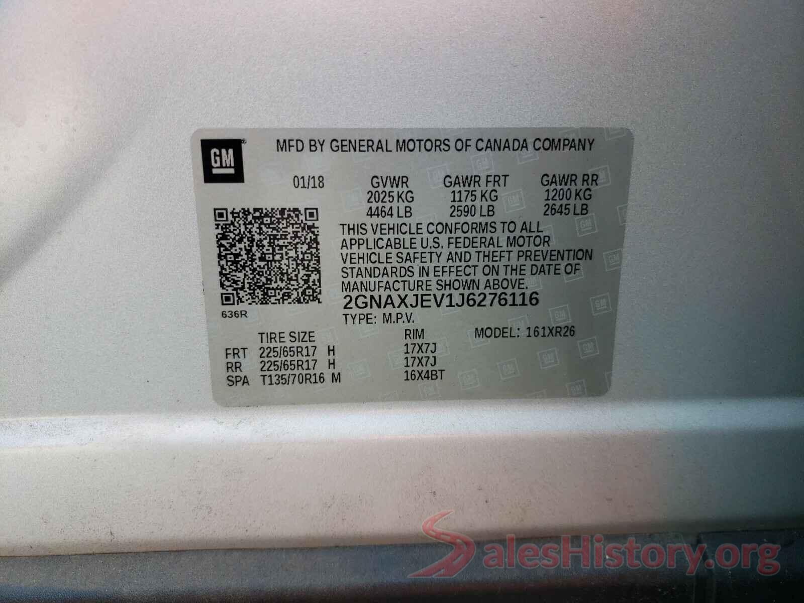 2GNAXJEV1J6276116 2018 CHEVROLET EQUINOX