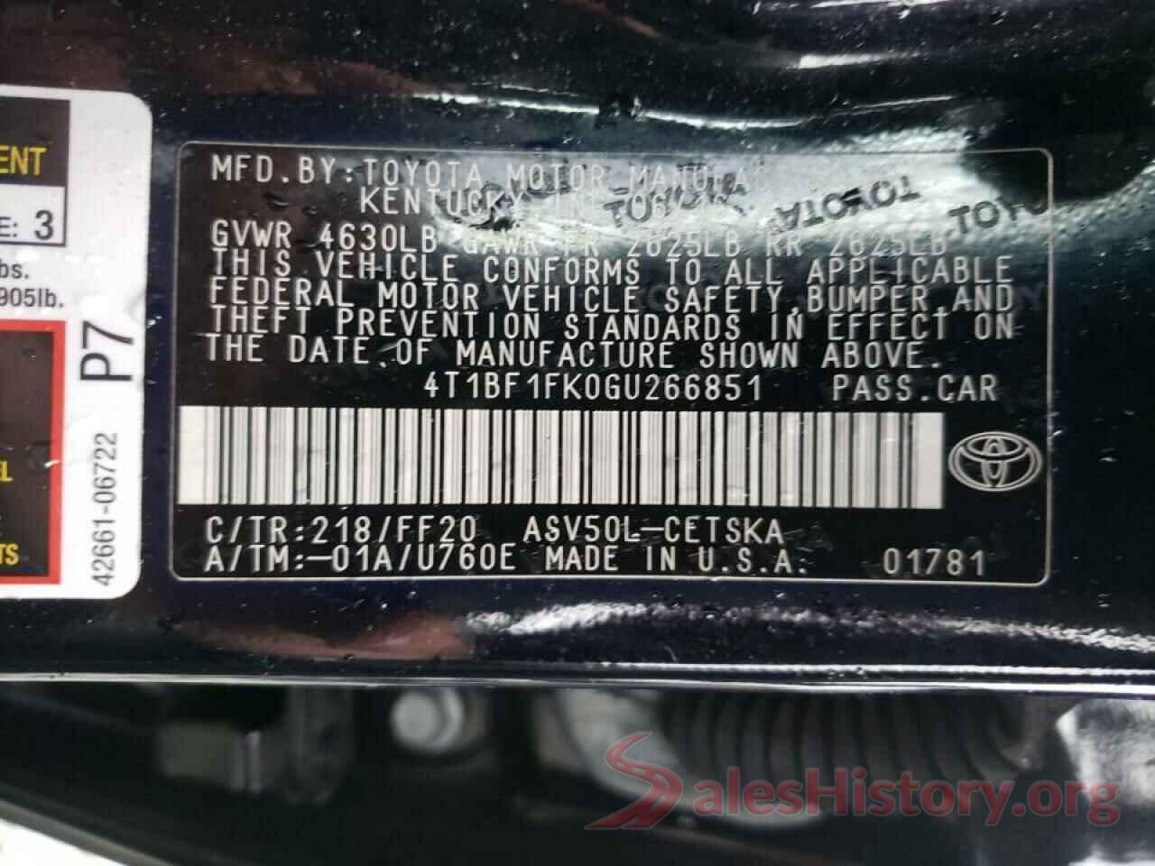 4T1BF1FK0GU266851 2016 TOYOTA CAMRY