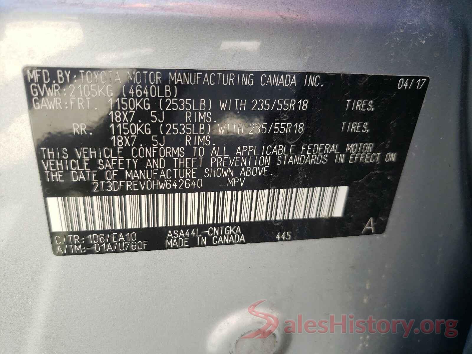 2T3DFREV0HW642640 2017 TOYOTA RAV4