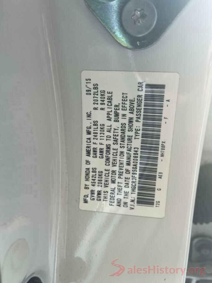 1HGCR3F95GA006943 2016 HONDA ACCORD