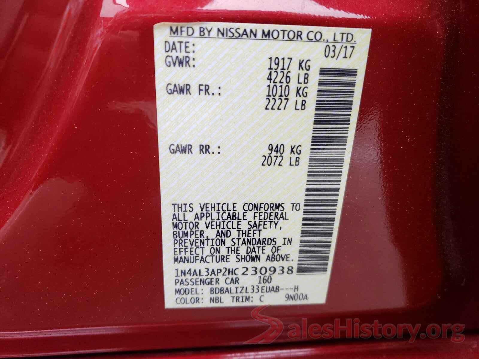 1N4AL3AP2HC230938 2017 NISSAN ALTIMA