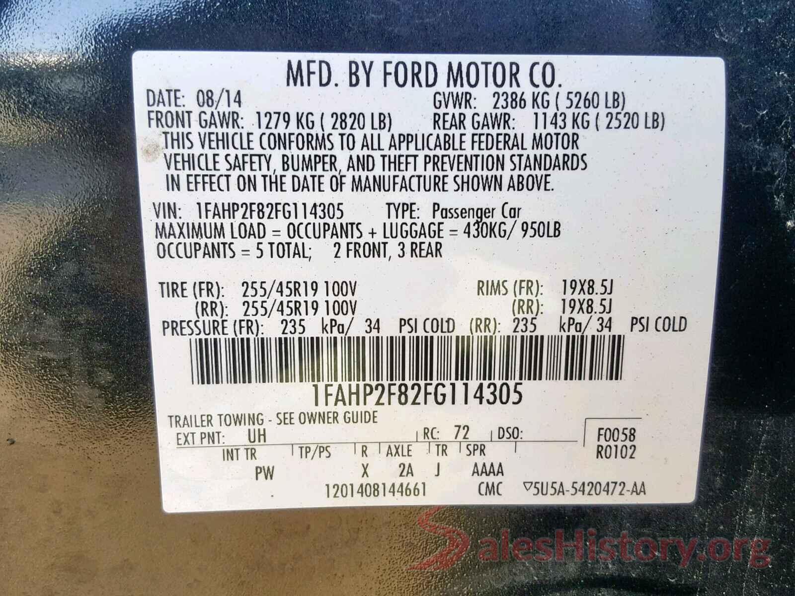 1FAHP2F82FG114305 2015 FORD TAURUS