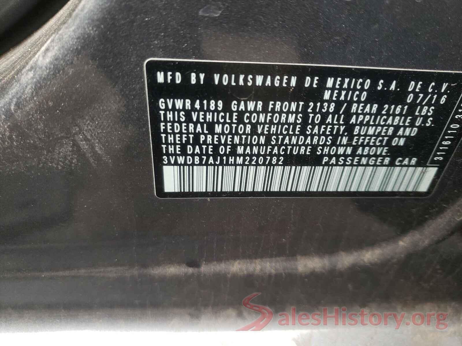 3VWDB7AJ1HM220782 2017 VOLKSWAGEN JETTA