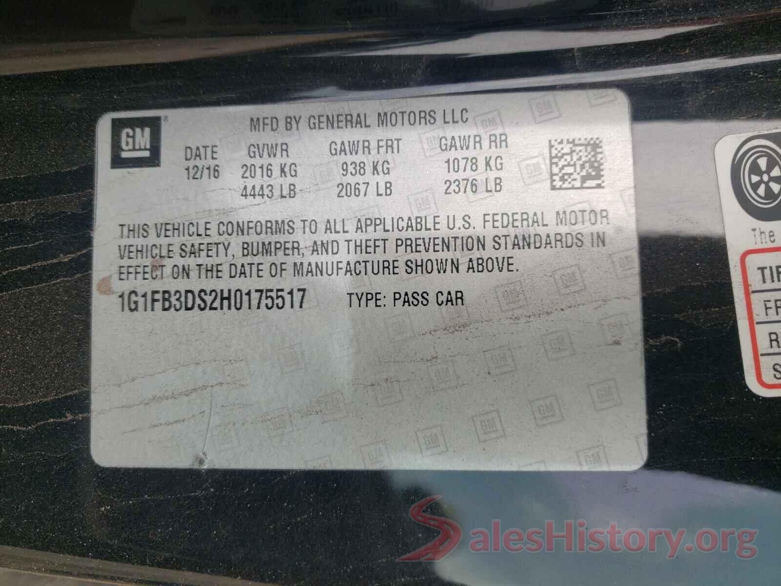 1G1FB3DS2H0175517 2017 CHEVROLET CAMARO