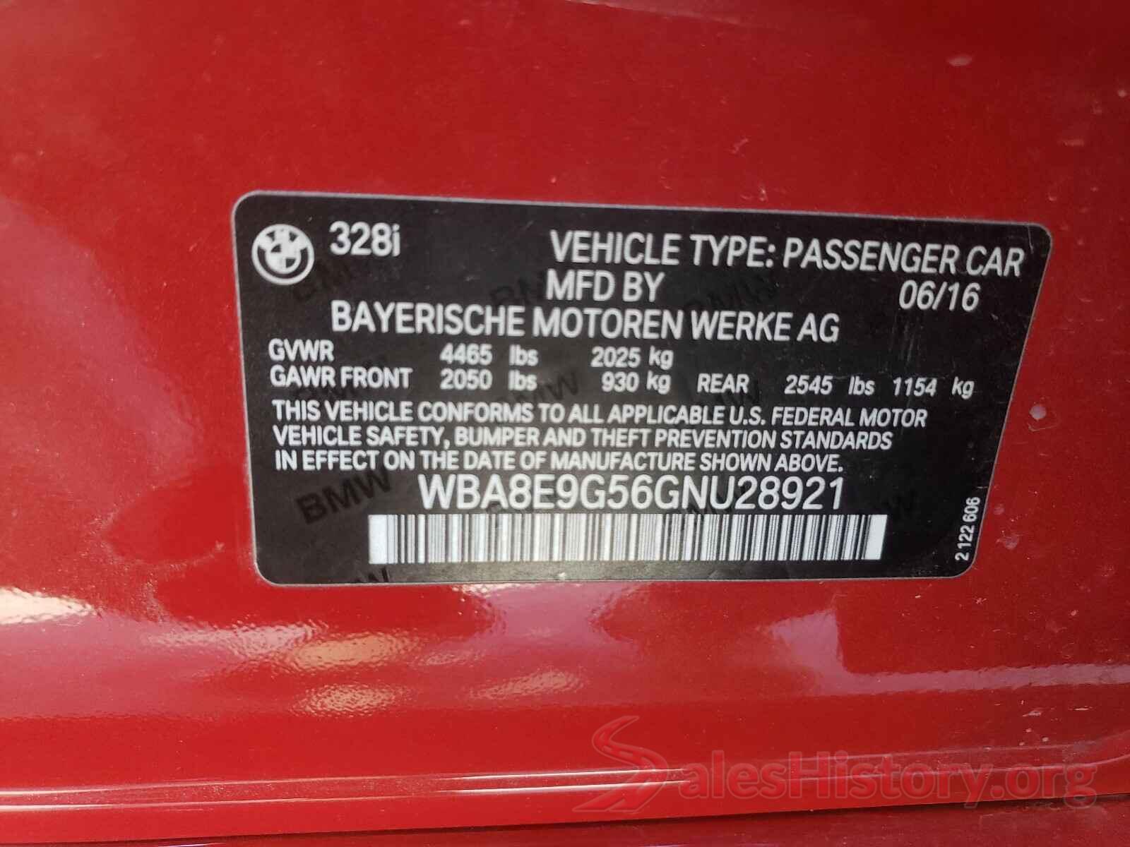 WBA8E9G56GNU28921 2016 BMW 3 SERIES