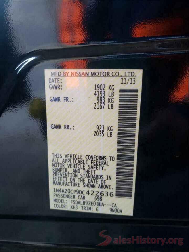 1N4AZ0CP9DC422636 2013 NISSAN LEAF