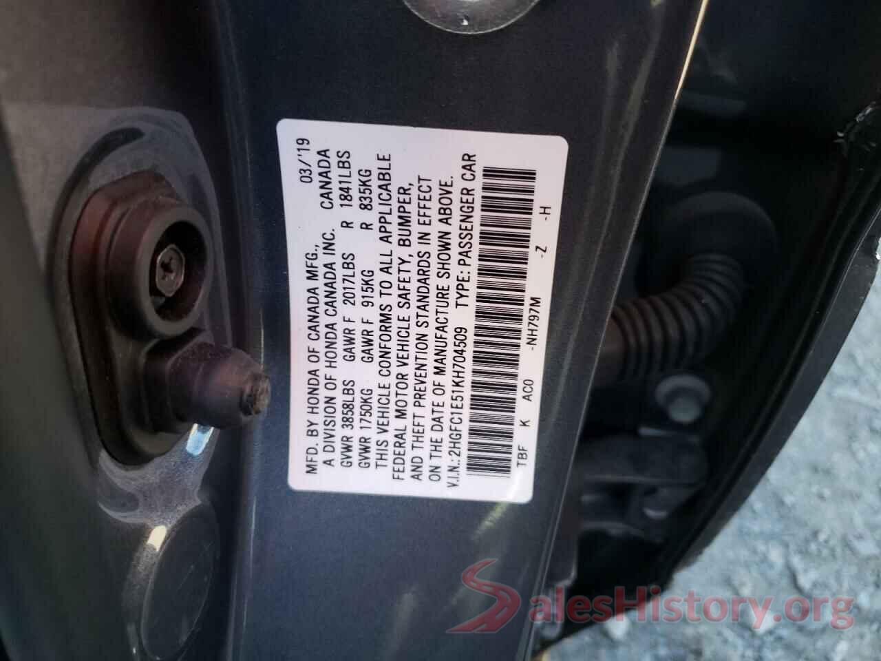 2HGFC1E51KH704509 2019 HONDA CIVIC