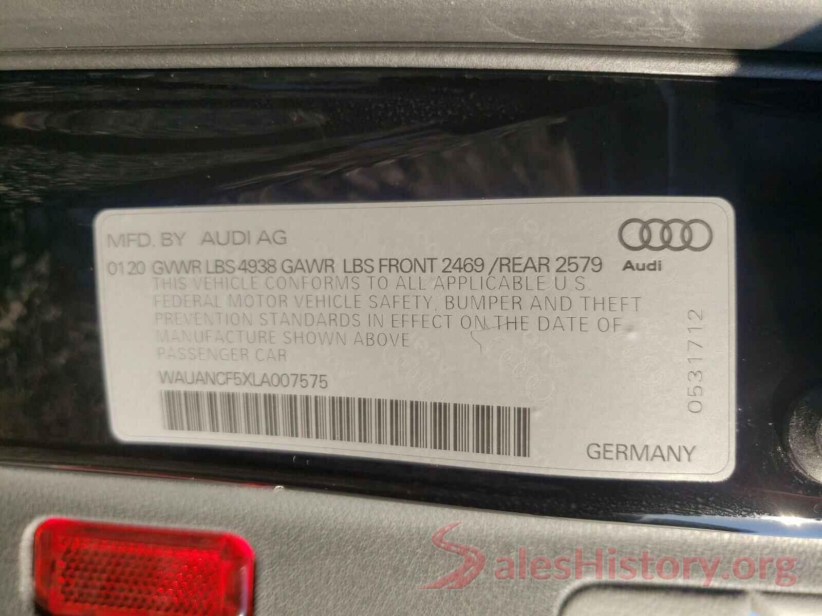 WAUANCF5XLA007575 2020 AUDI A5