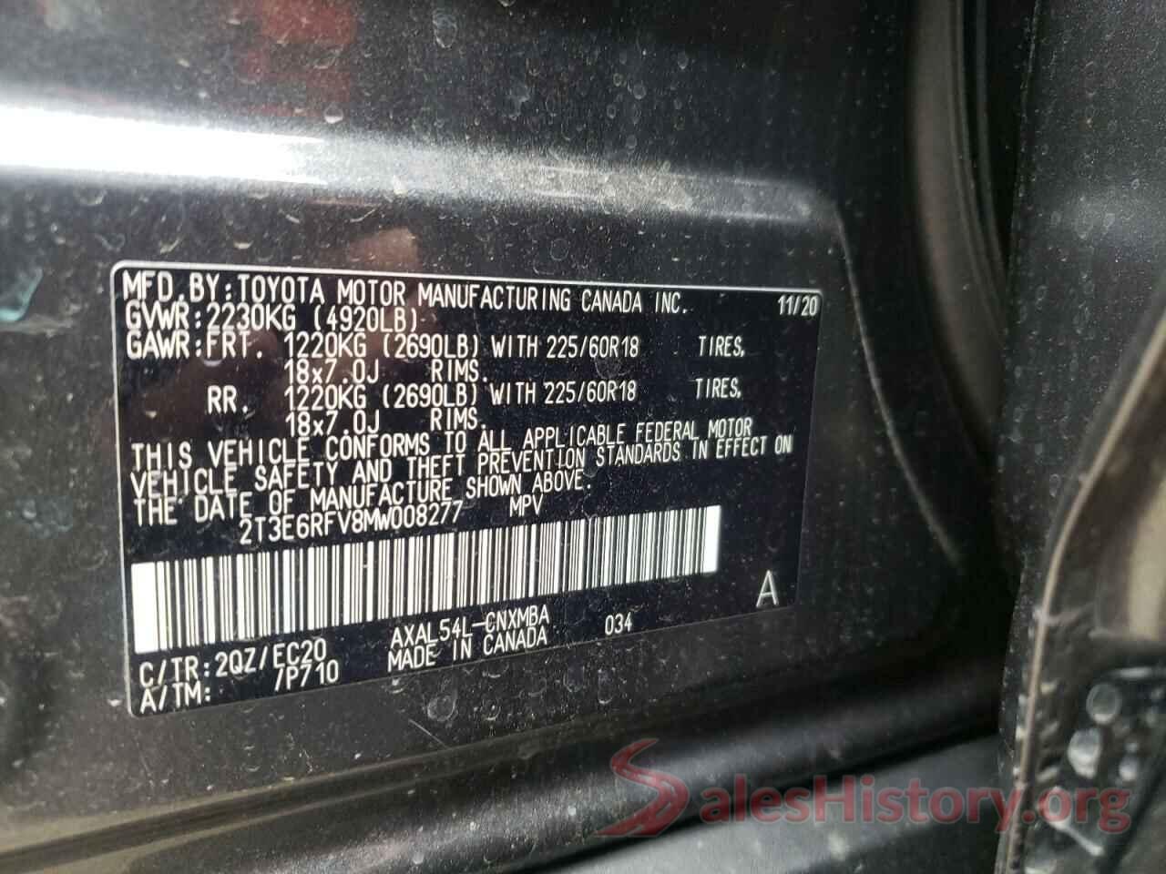 2T3E6RFV8MW008277 2021 TOYOTA RAV4