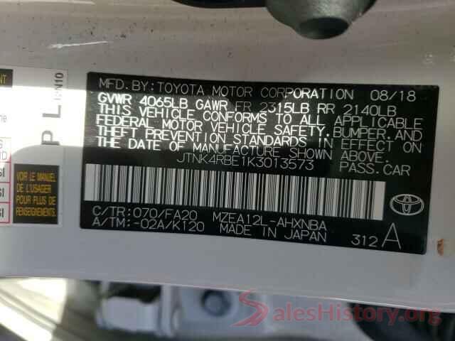 JTNK4RBE1K3013573 2019 TOYOTA COROLLA